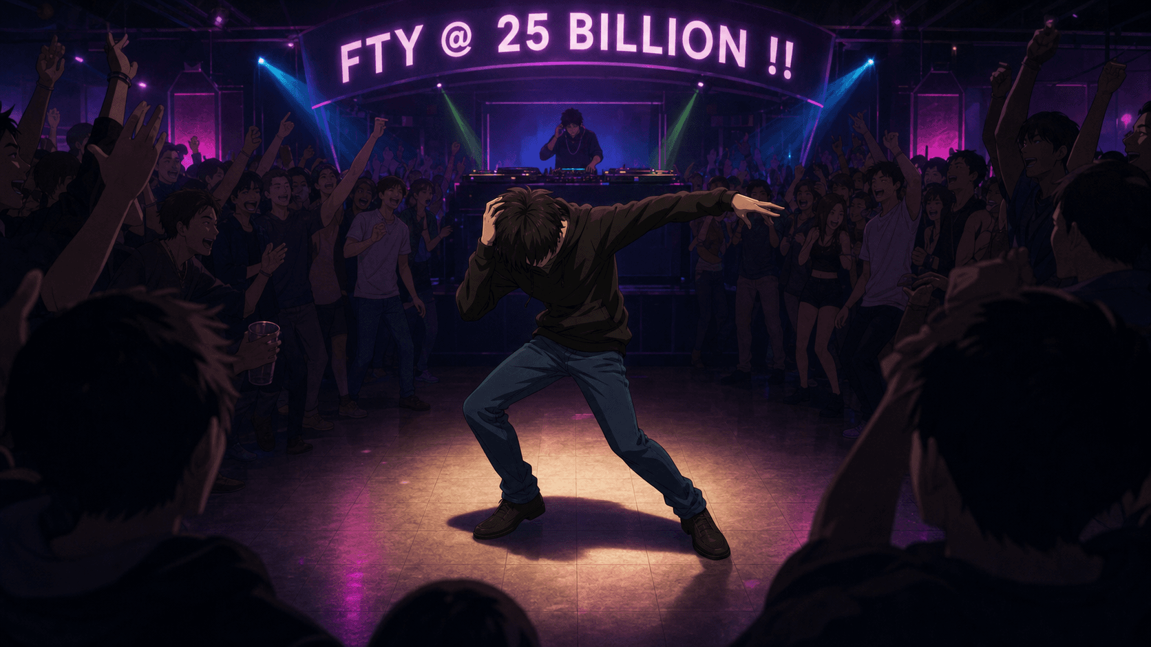 A generated visualization of a nightclub composition used only to test the shot's broad impression.